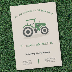 Farm Tractor Birthday Invitation