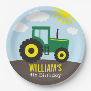 Farm Tractor Birthday Paper Plate