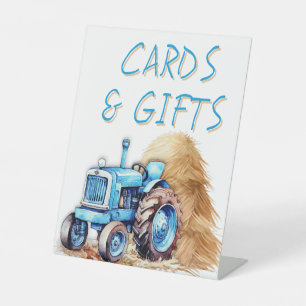 Farm Tractor Birthday Party Cards n Gifts Pedestal Sign