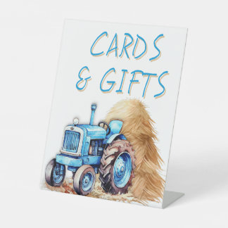 Farm Tractor Birthday Party Cards n Gifts Pedestal Sign
