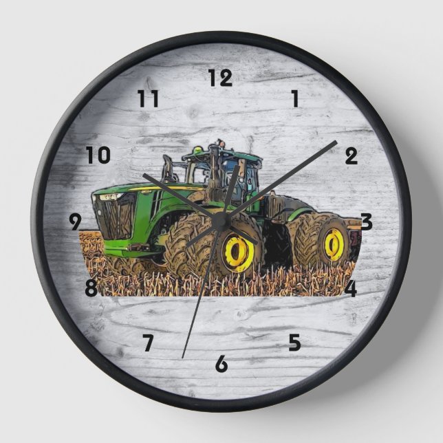 Farm Tractor Equipment Cool Farming Machinery  Clock (Front)