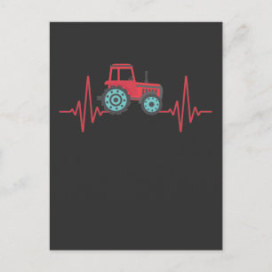 Farm Tractor Heartbeat Farming Agriculture Postcard