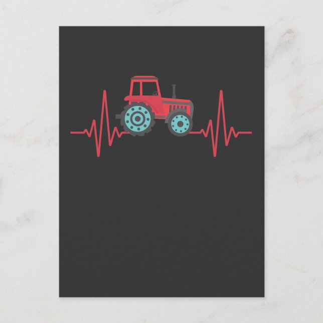 Farm Tractor Heartbeat Farming Agriculture Postcard (Front)