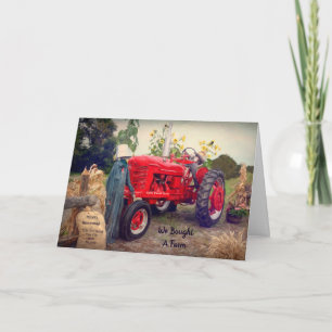 Farm Tractor Red Rustic Country We've Moved Moving Invitation