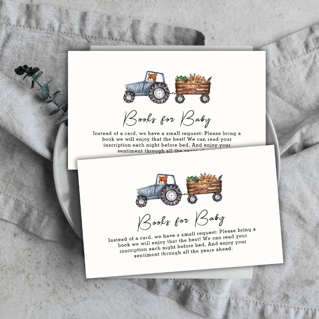 Farm Tractor Teddy Bear Books For Baby Shower  Enclosure Card (Farm Tractor Teddy Bear Books For Baby Shower Enclosure Card)