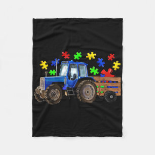 Farm Tractor Truck Puzzle Autism Awareness Day 202 Fleece Blanket
