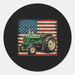 Farm Tractor Usa Flag Tractor American Farm Usa  Classic Round Sticker