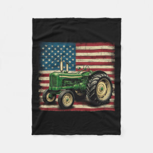Farm Tractor Usa Flag Tractor American Farm Usa  Fleece Blanket