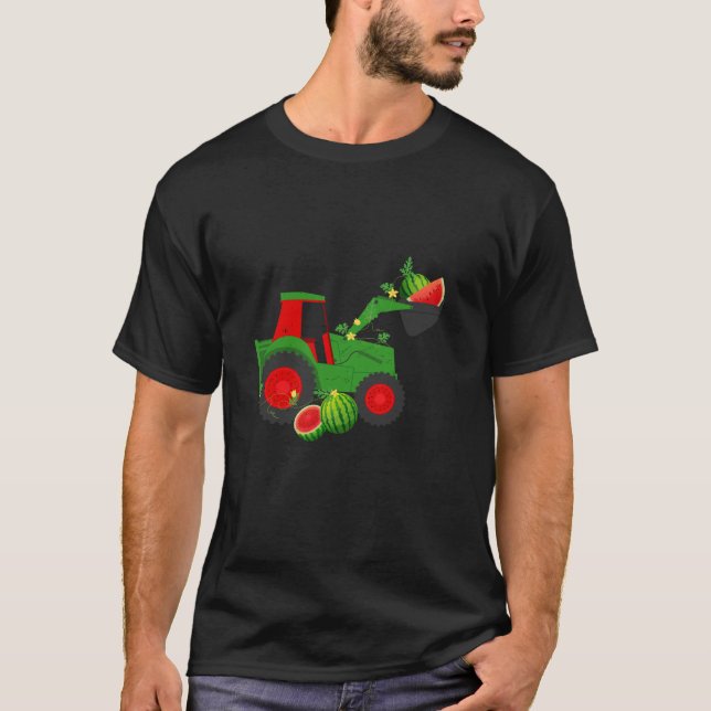 Farm Tractor Watermelon Summer Vacation Fruit Love T-Shirt (Front)