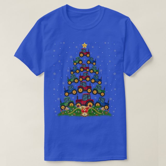 Farm Tractor Xmas Lights Santa Farmer Tractor Chri T-Shirt (Design Front)