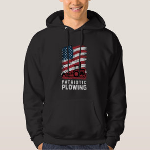 Farm Tractors USA Flag Patriotic Farming American Hoodie