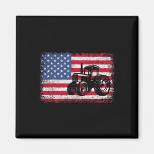 Farm Tractors Usa Flag Patriotic Farming Gift Men Magnet