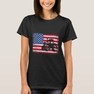 Farm Tractors Usa Flag Patriotic Farming Gift Men T-Shirt