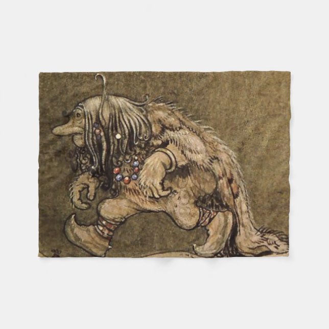 "Farm Troll" by Swedish artist John Bauer Fleece Blanket (Front (Horizontal))