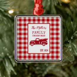 Farm Truck Custom Name Christmas Keepsake Metal Tree Decoration