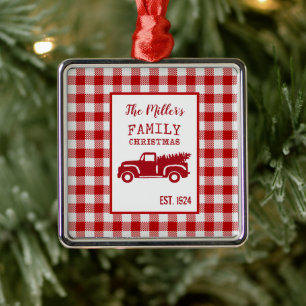 Farm Truck Custom Name Christmas Keepsake Metal Tree Decoration