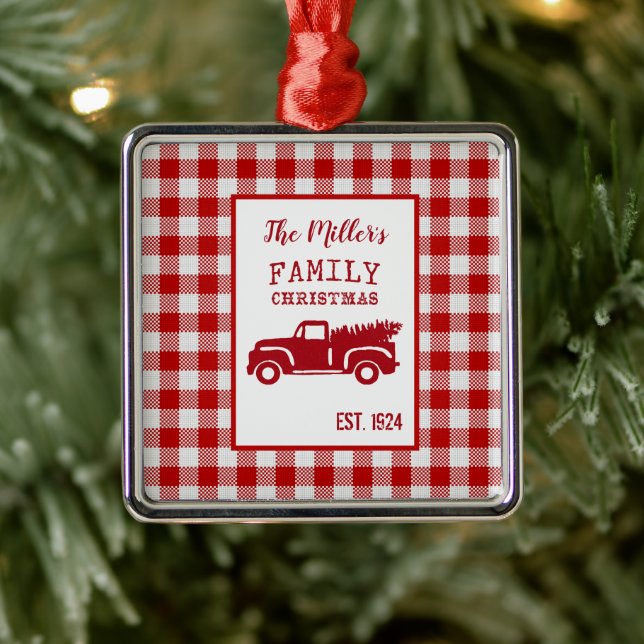 Farm Truck Custom Name Christmas Keepsake Metal Tree Decoration (Tree)