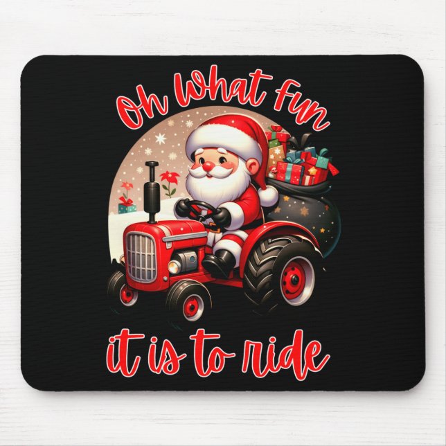 Farm Truck Oh What Fun It Is To Ride Santa Tractor Mouse Mat (Front)