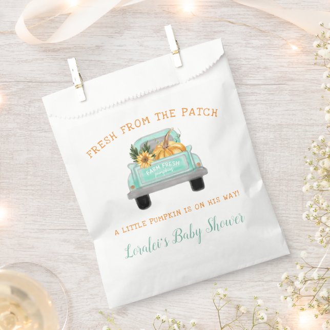 Farm Truck With Pumpkin Fall Baby Shower Favour Bags (Clipped)