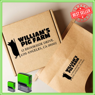 Farm Unique Modern Pig Business Return Address Self-inking Stamp