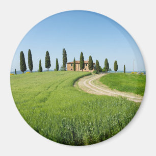 Farm villa with cypress trees in Tuscany Magnet