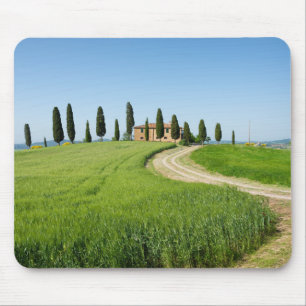 Farm villa with cypress trees in Tuscany Mouse Mat