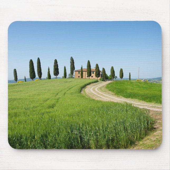 Farm villa with cypress trees in Tuscany Mouse Mat (Front)