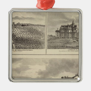 Farm, vineyard and residences in Cedar County Metal Tree Decoration