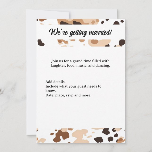 Farm wedding cow purple invitation (Back)