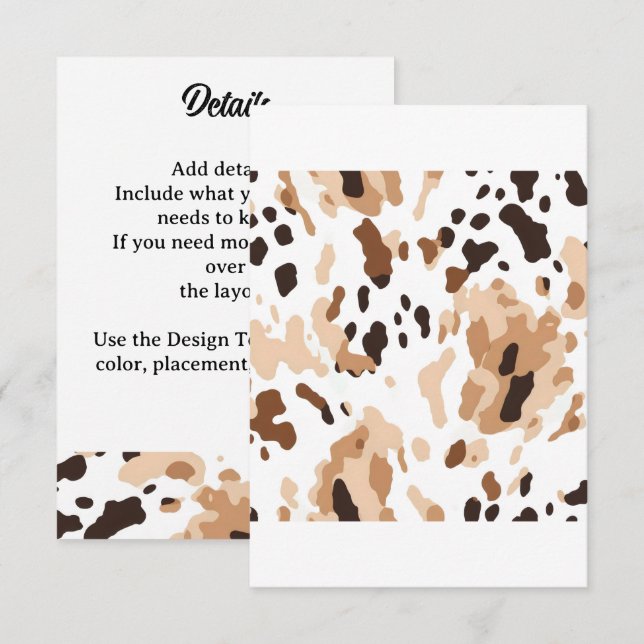 Farm Wedding Cowhide Print Enclosure Card (Front/Back)
