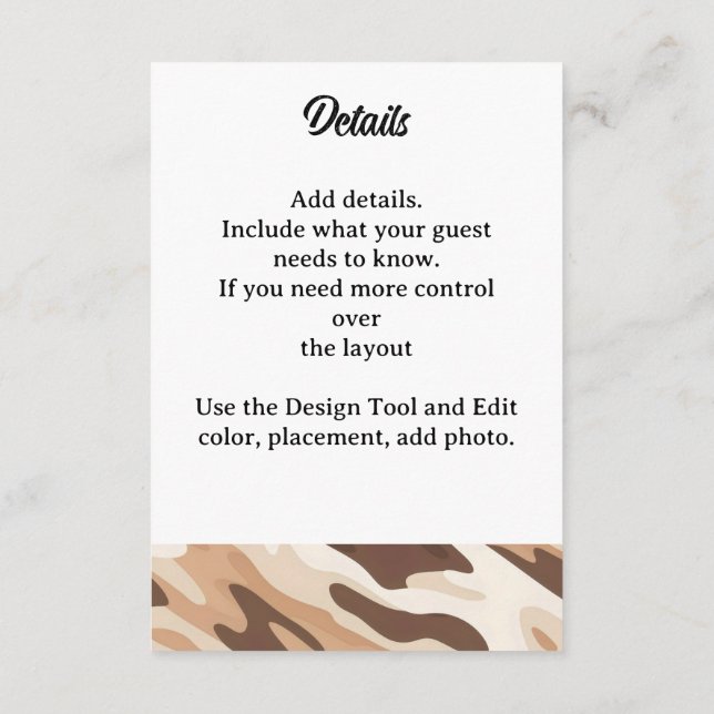 Farm Wedding Cowhide Print Enclosure Card (Back)
