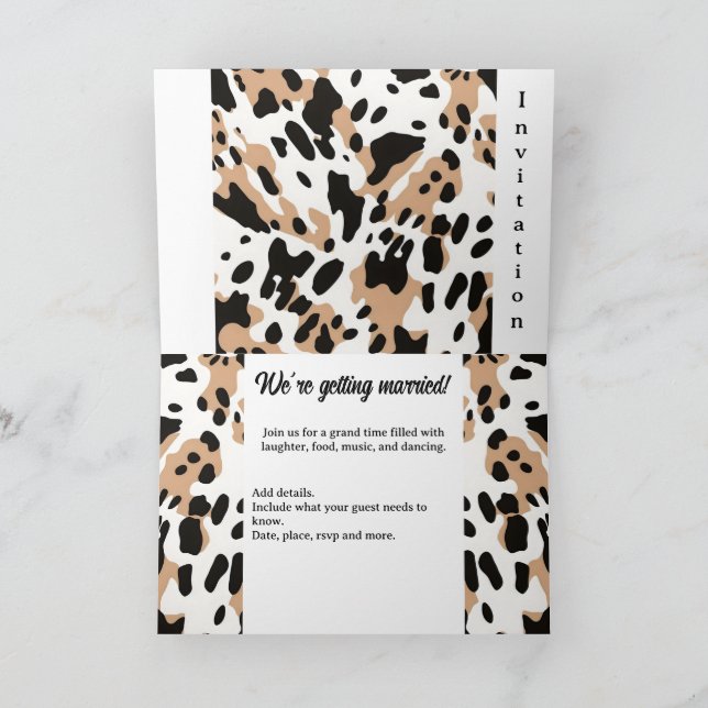 Farm wedding Cowhide Print Invitation (Inside)