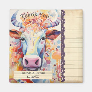 Farm Wedding White Cow Thank you Magnet