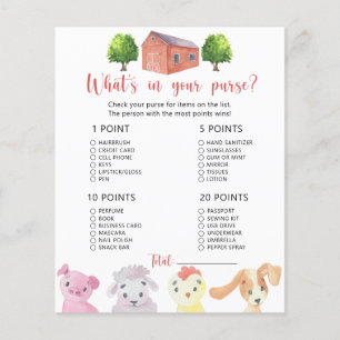 Farm - What's in your purse baby shower game