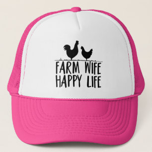 Farm Wife Happy Life Design Trucker Hat