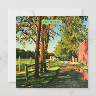 Farm with Horse Stables Holiday Card