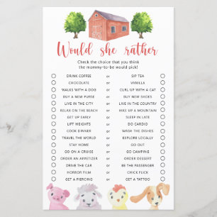 Farm / Would She Rather Baby Shower Game