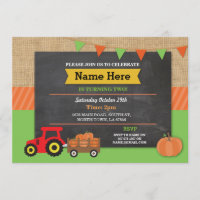 Farm Yard Birthday Party Pumpkin Tractor Invite