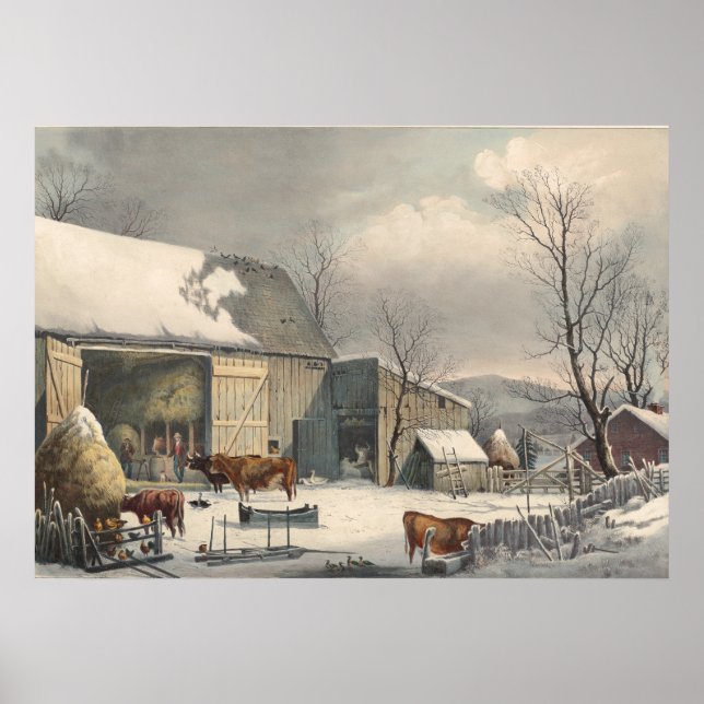 Farm-Yard in Winter - GH Durrie Fine Art Poster (Front)