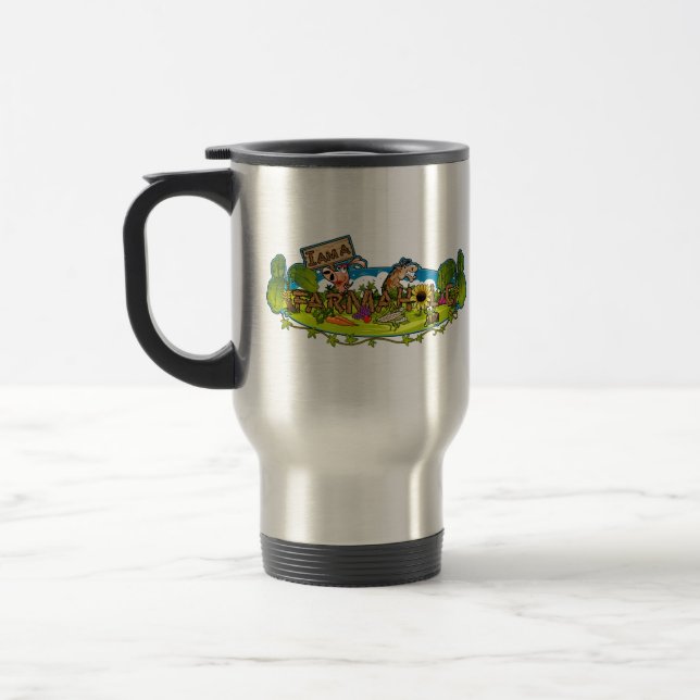 Farmaholic Logo Stainless Steel Travel Mug 15oz (Left)