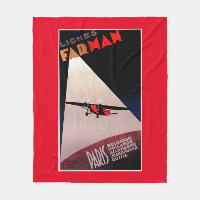 Farman Airlines Farman 300 Monoplane Promo Poste Fleece Blanket (Front)