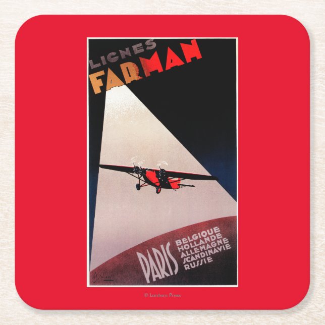 Farman Airlines Farman 300 Monoplane Promo Poste Square Paper Coaster (Front)