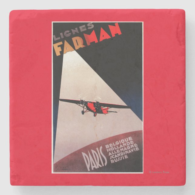 Farman Airlines Farman 300 Monoplane Promo Poste Stone Coaster (Front)
