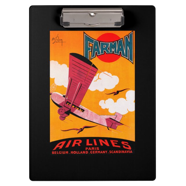 Farman Brothers Airlines F-170 Monoplane Poster Clipboard (Front)