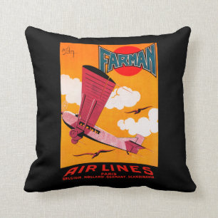 Farman Brothers Airlines F-170 Monoplane Poster Cushion