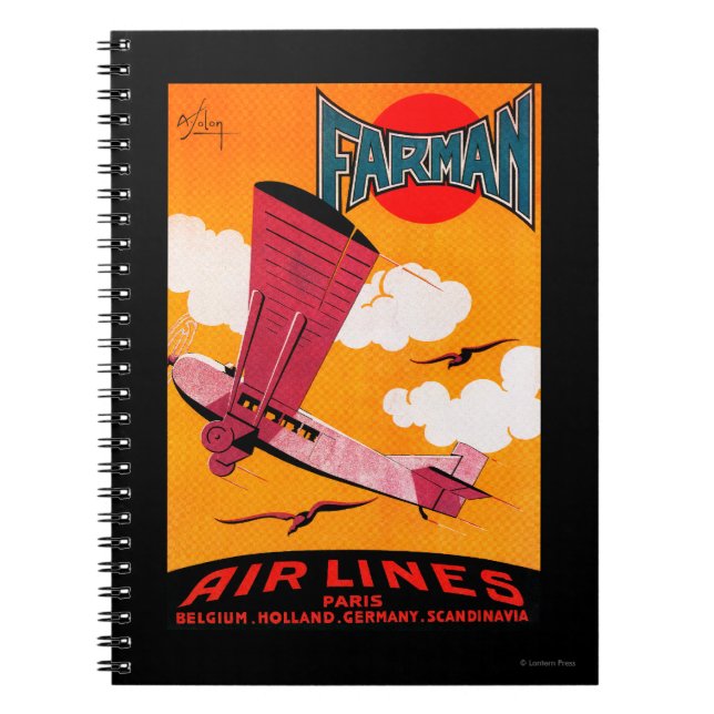Farman Brothers Airlines F-170 Monoplane Poster Notebook (Front)