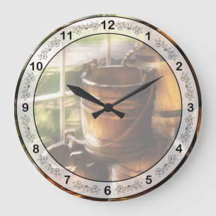 Farmer - A pile of pails Large Clock