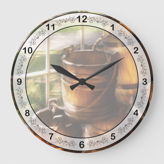 Farmer - A pile of pails Large Clock (Front)