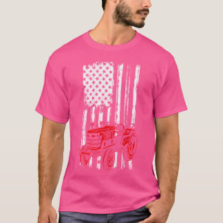 Farmer American Flag Farming Usa Patriotic Tractor T-Shirt