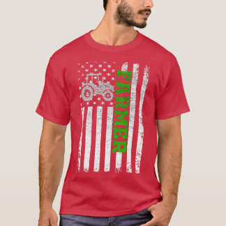 Farmer American Flag Patriotic Gift T-Shirt